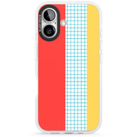 Grille abstraite rouge, bleue, jaune