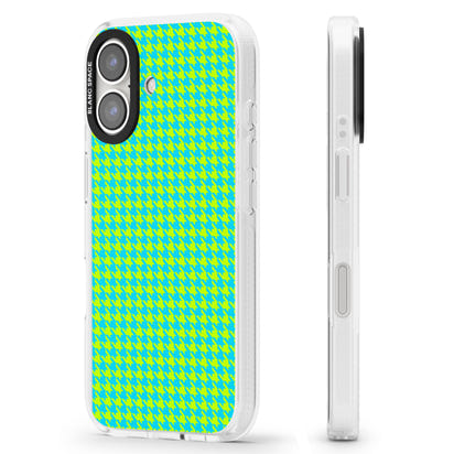 Neon Lime & Turquoise Houndstooth