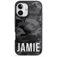 Personalisierter Name im schwarzen Camouflage-Muster (horizontal)