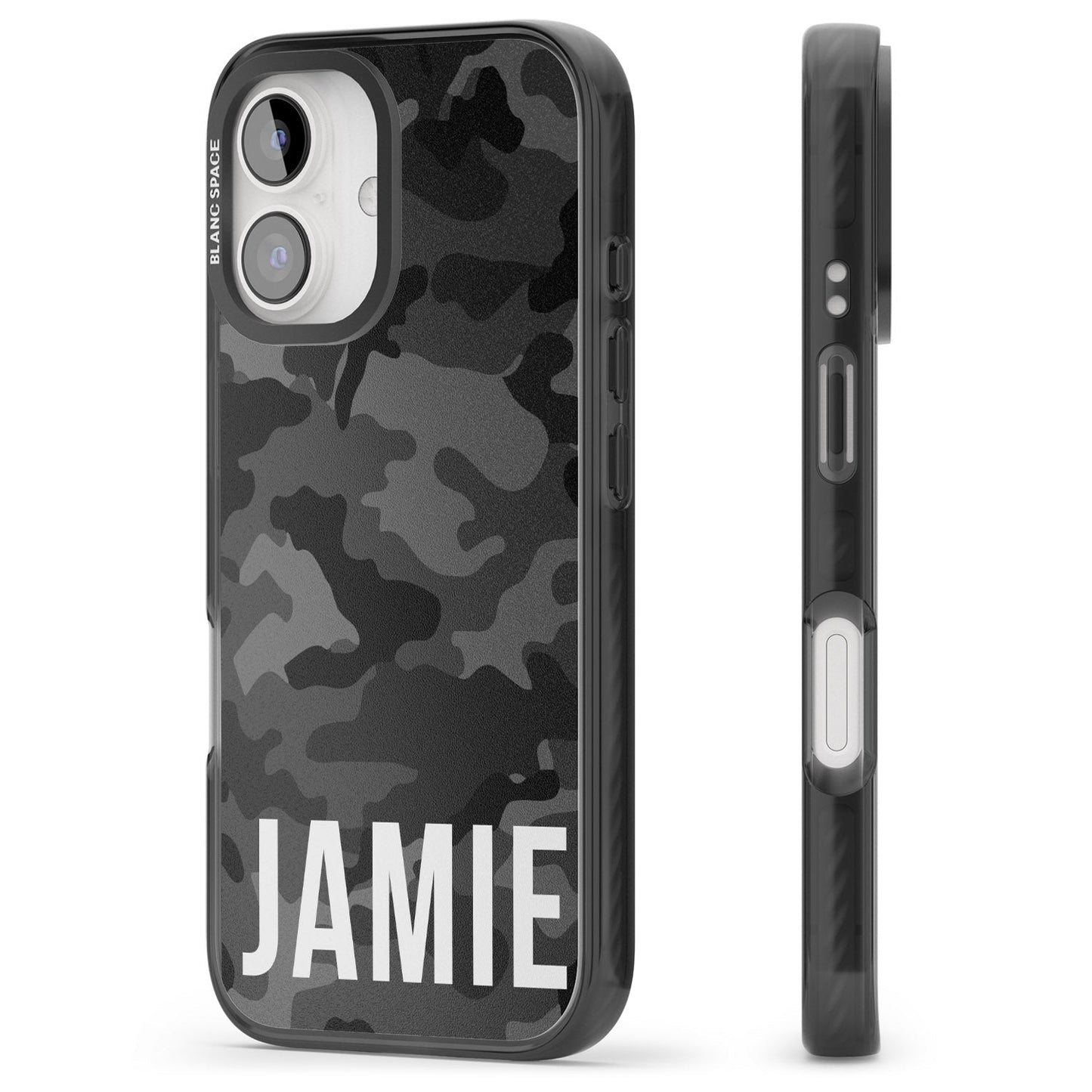 Personalisierter Name im schwarzen Camouflage-Muster (horizontal)