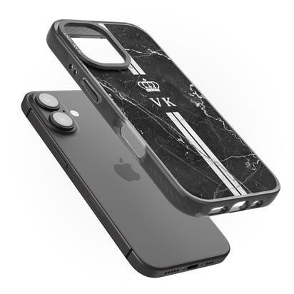 Personalised Black Marble Stripe Initials