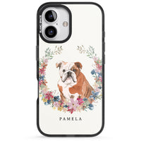 Personalised English Bulldog Floral Portrait
