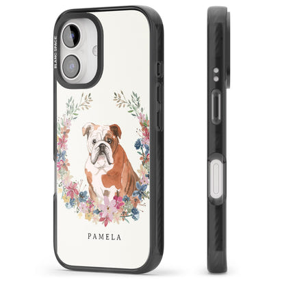 Personalised English Bulldog Floral Portrait