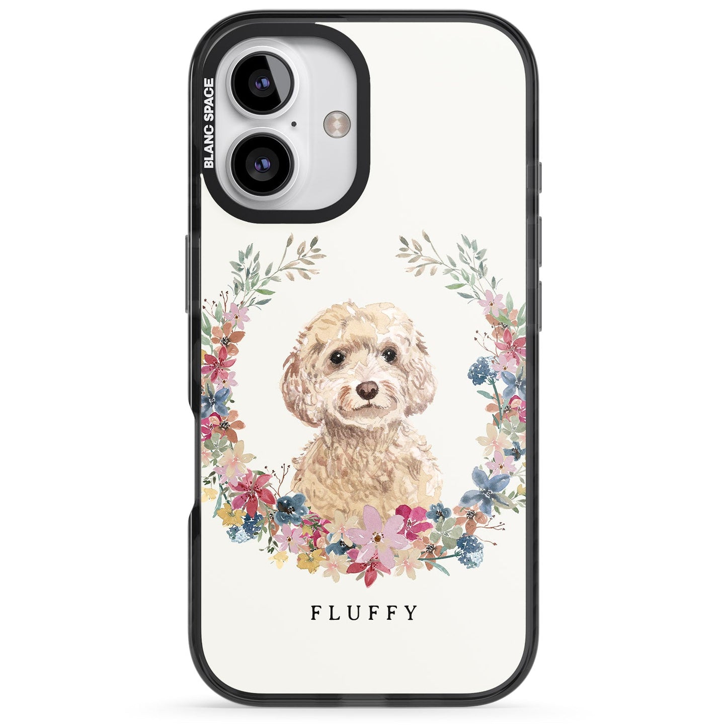 Personalised Champagne Cockapoo Floral Portrait