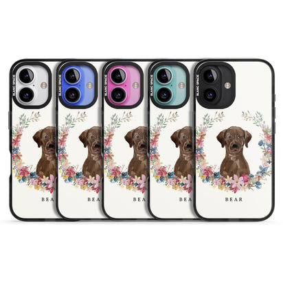 Personalised Chocolate Labrador Floral Portrait