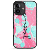 Personalised Turquoise & Pink Marbled