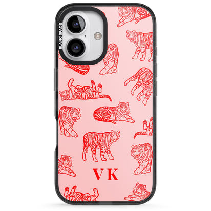 Personalised Red Tiger Outlines On Pink