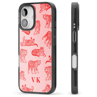 Personalised Red Tiger Outlines On Pink