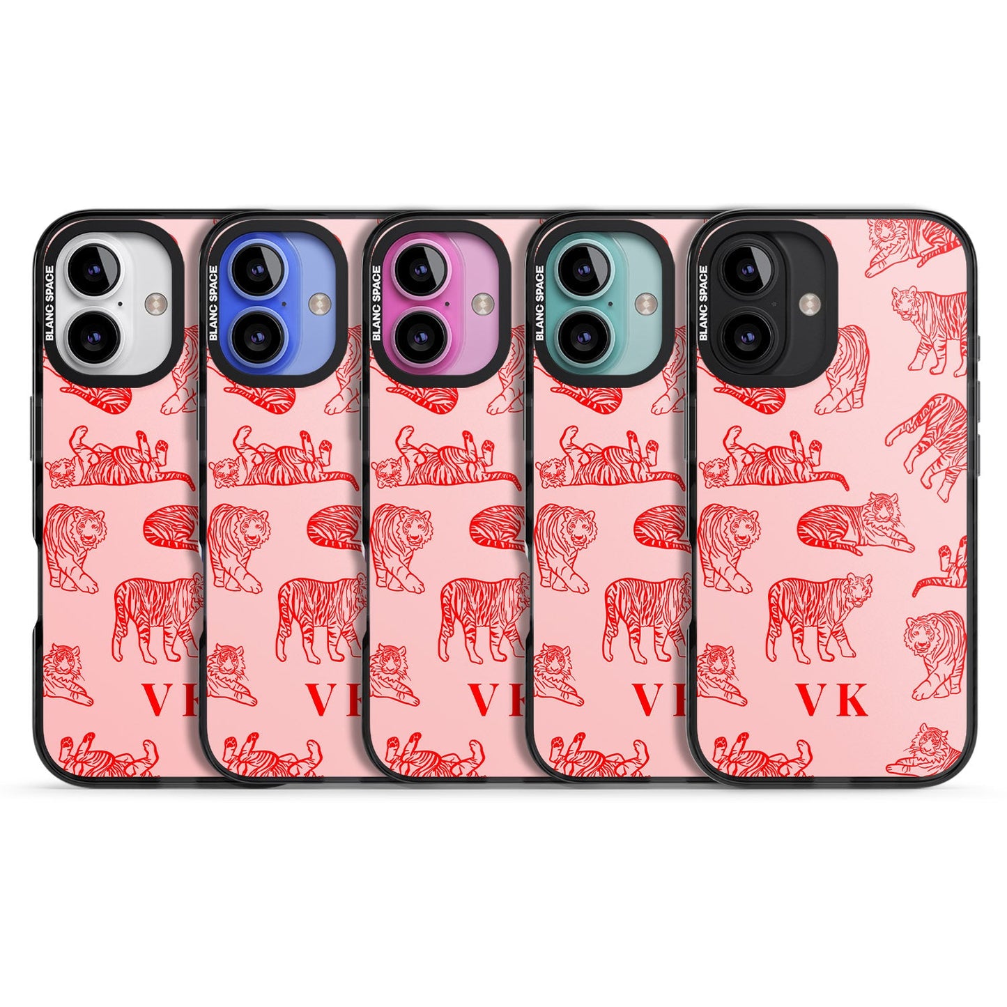 Personalised Red Tiger Outlines On Pink