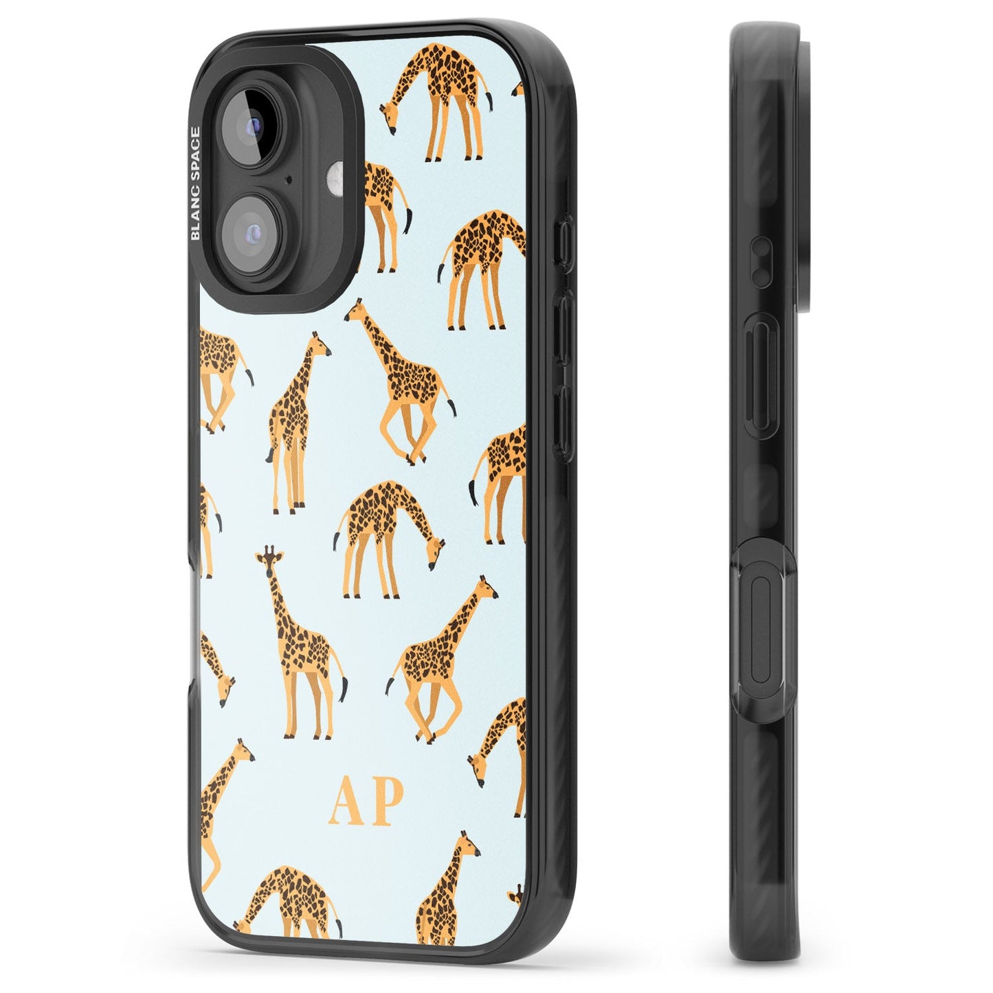 Personalisiertes Safari-Giraffenmuster auf Blau