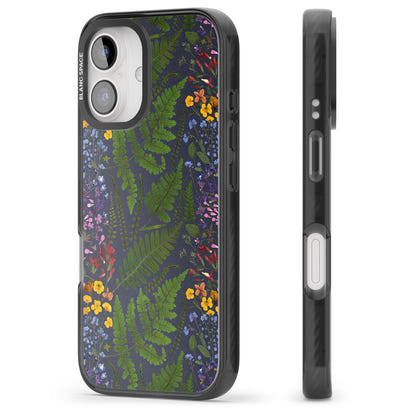 Busy Floral And Fern Design Navy