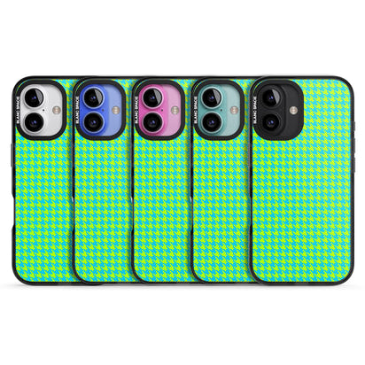 Neon Lime & Turquoise Houndstooth