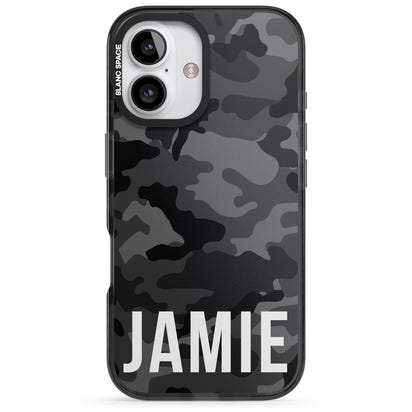 Personalisierter Name im schwarzen Camouflage-Muster (horizontal)