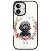 Personalised Black Cockapoo Floral Portrait