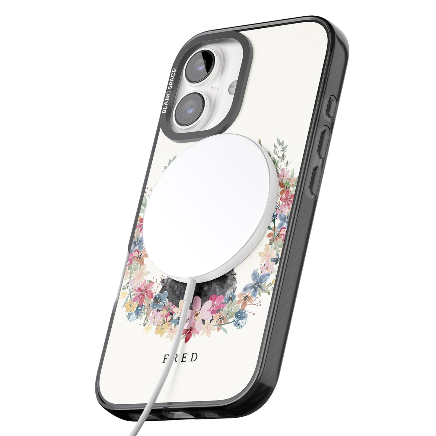 Personalised Black Cockapoo Floral Portrait