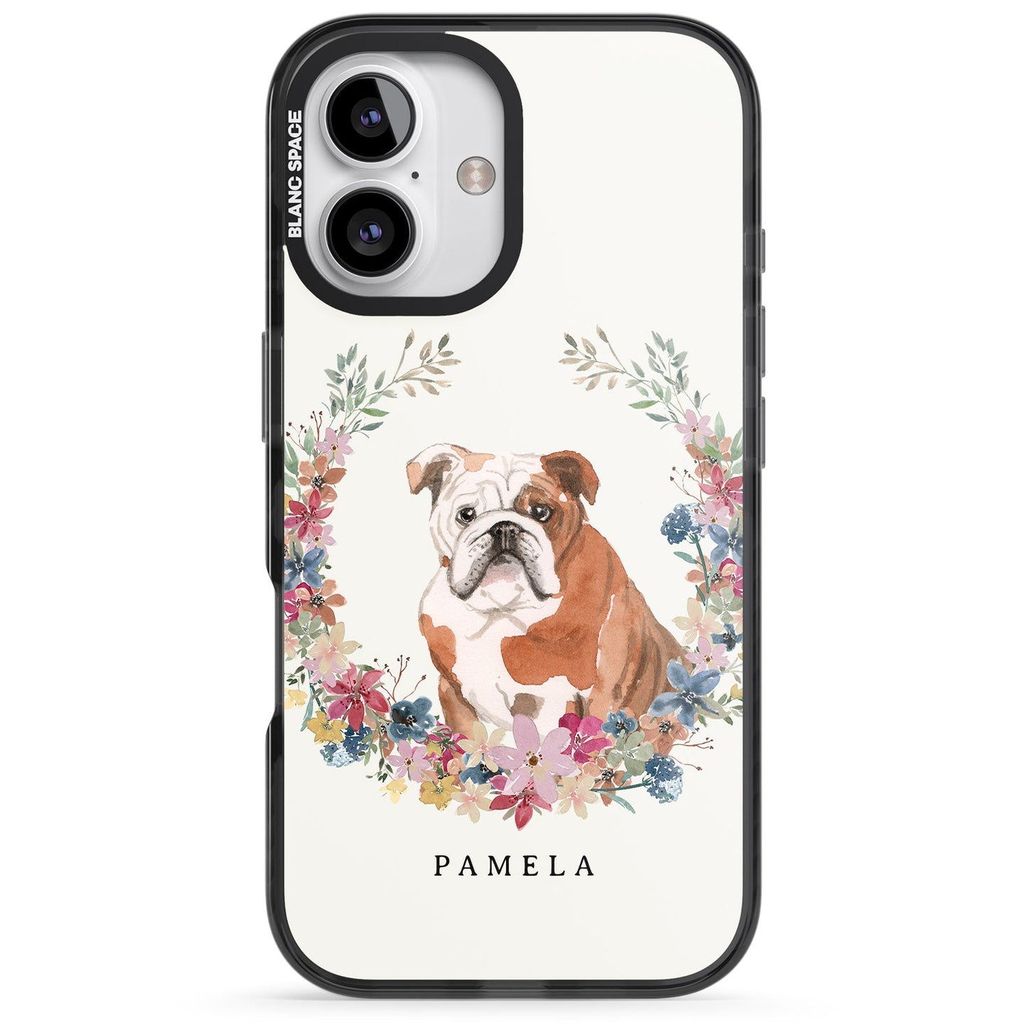 Personalised English Bulldog Floral Portrait