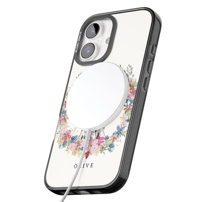 Personalisiertes Blumenporträt eines schwarzen Cocker Spaniels