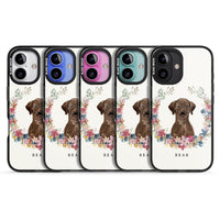 Personalised Chocolate Labrador Floral Portrait