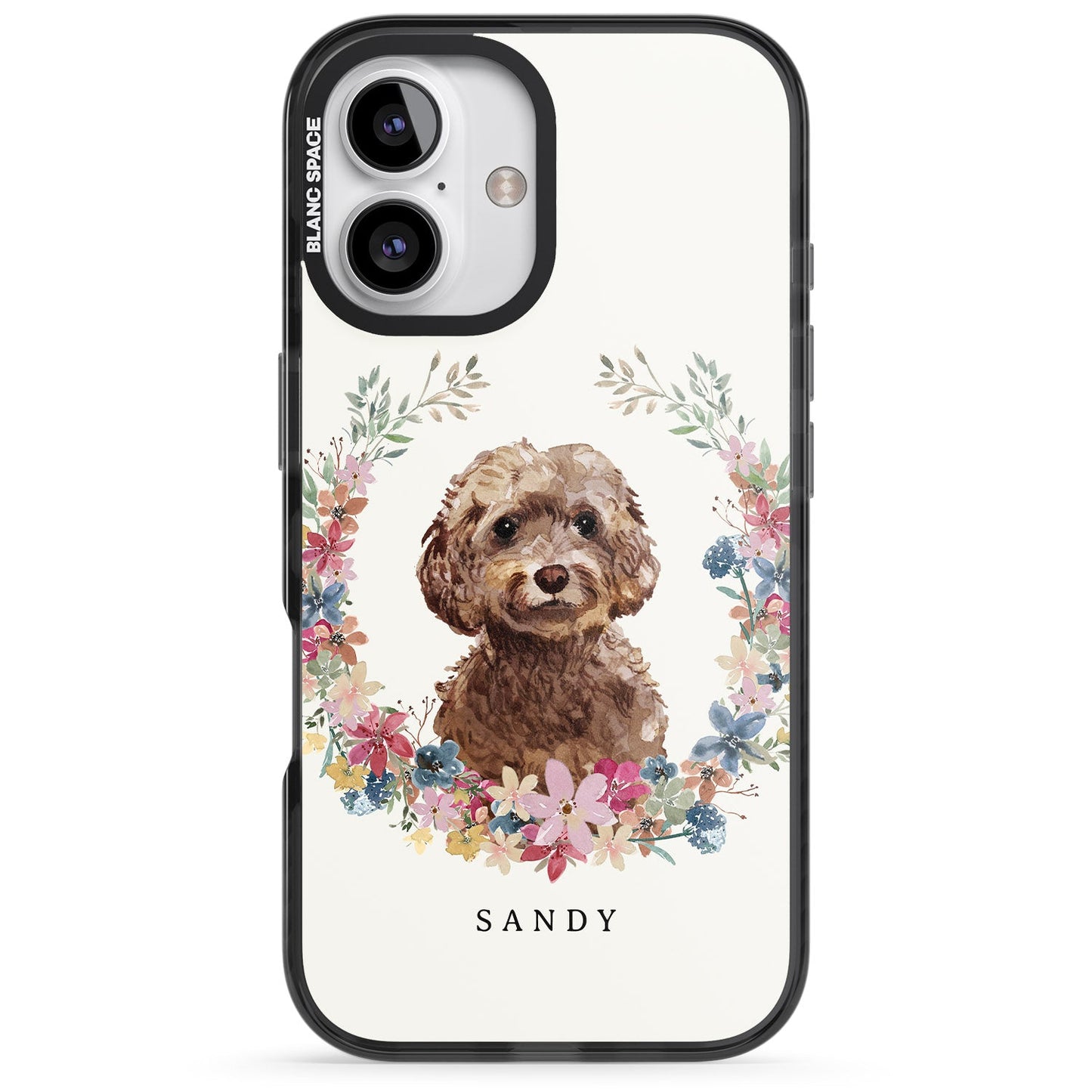 Personalised Brown Cockapoo Floral Portrait