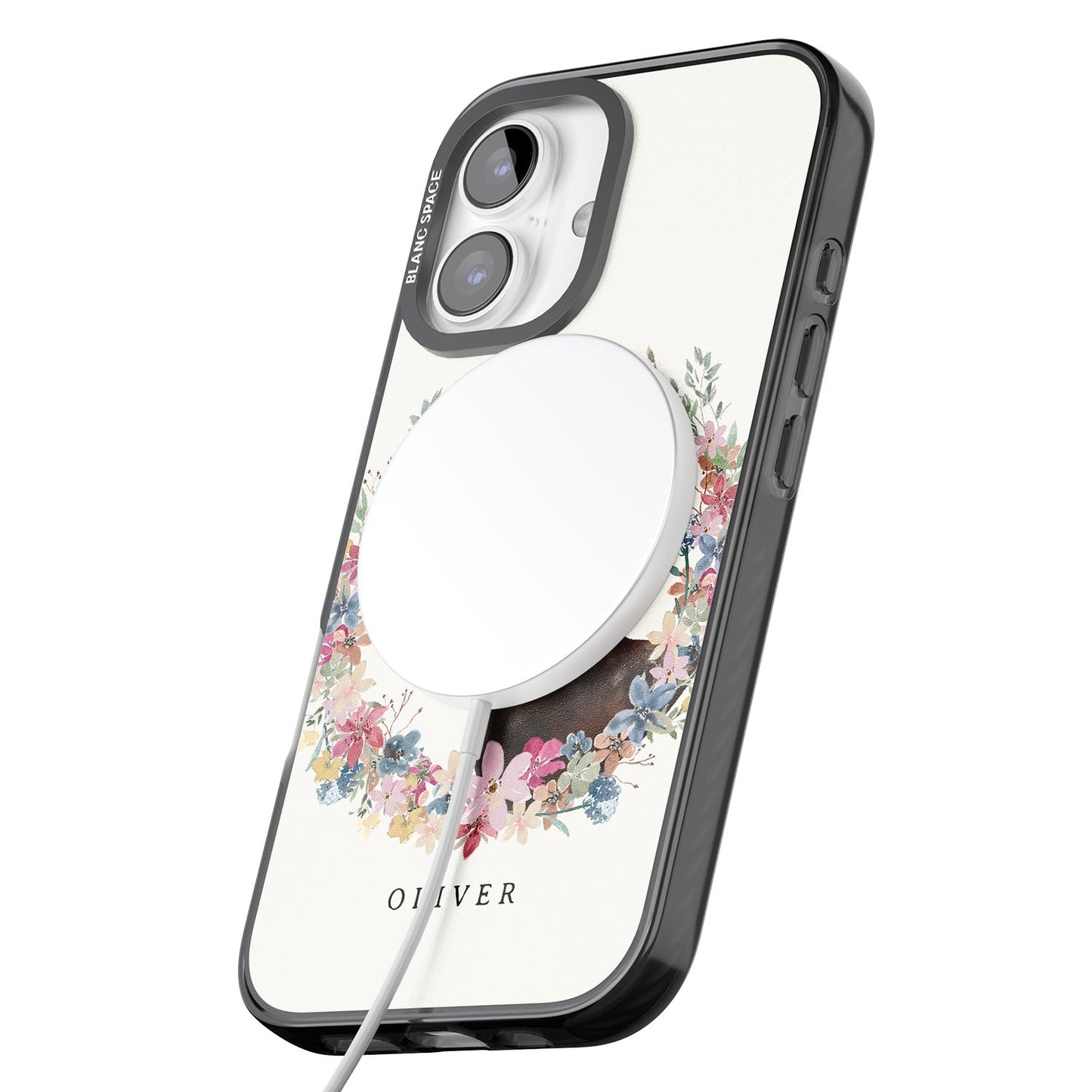 Personalised Black & Tan Dachshund Floral Portrait