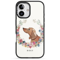 Personalised Tan Dachshund Floral Portrait
