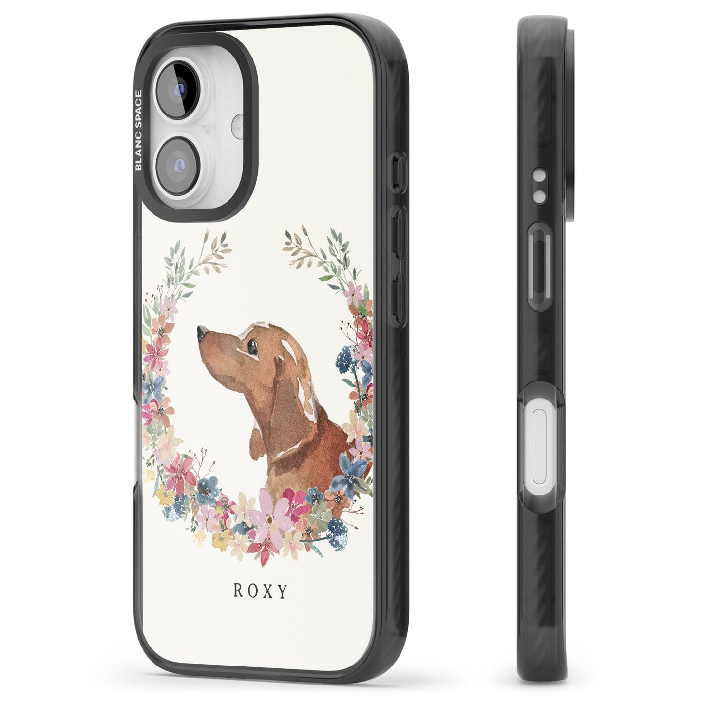 Personalised Tan Dachshund Floral Portrait