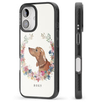 Personalised Tan Dachshund Floral Portrait