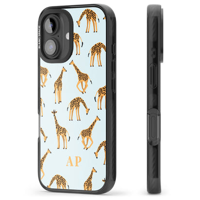 Personalisiertes Safari-Giraffenmuster auf Blau