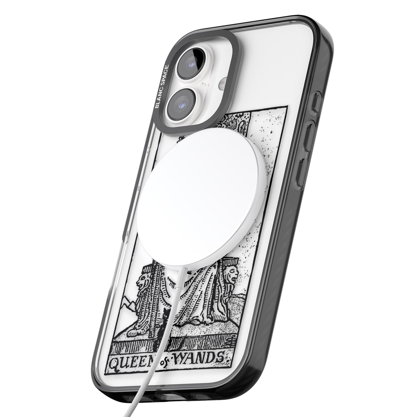 Personalisierte Tarotkarte „Königin der Stäbe“ (transparent)