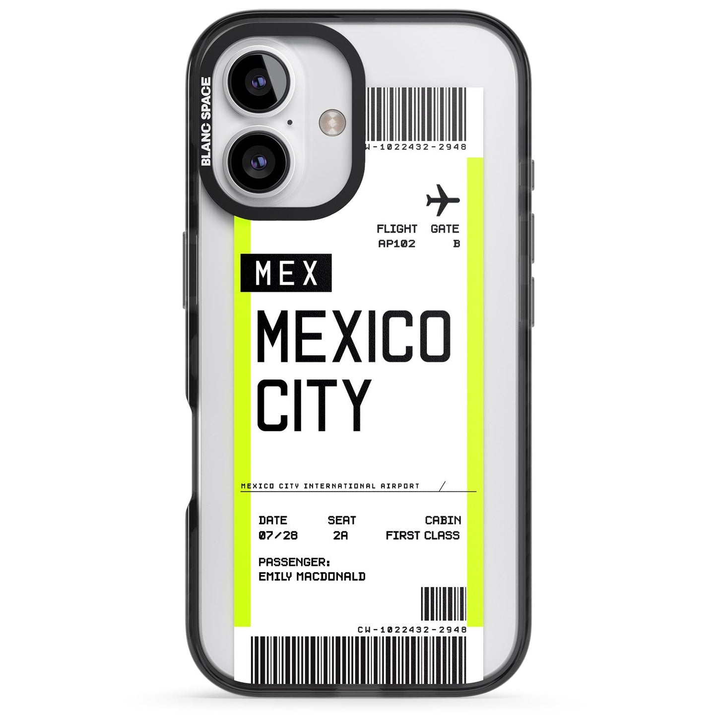 Carte d'embarquement personnalisée pour Mexico