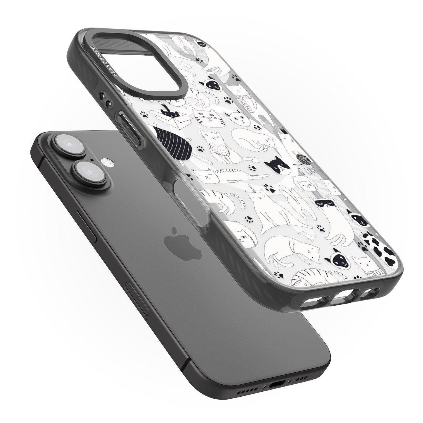 Cartoon Cat Collage Black & White