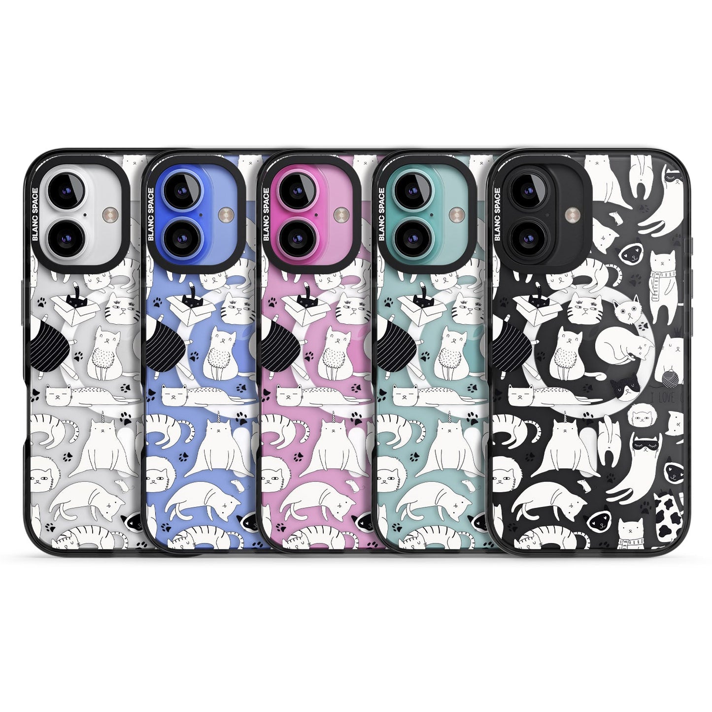 Cartoon Cat Collage Black & White