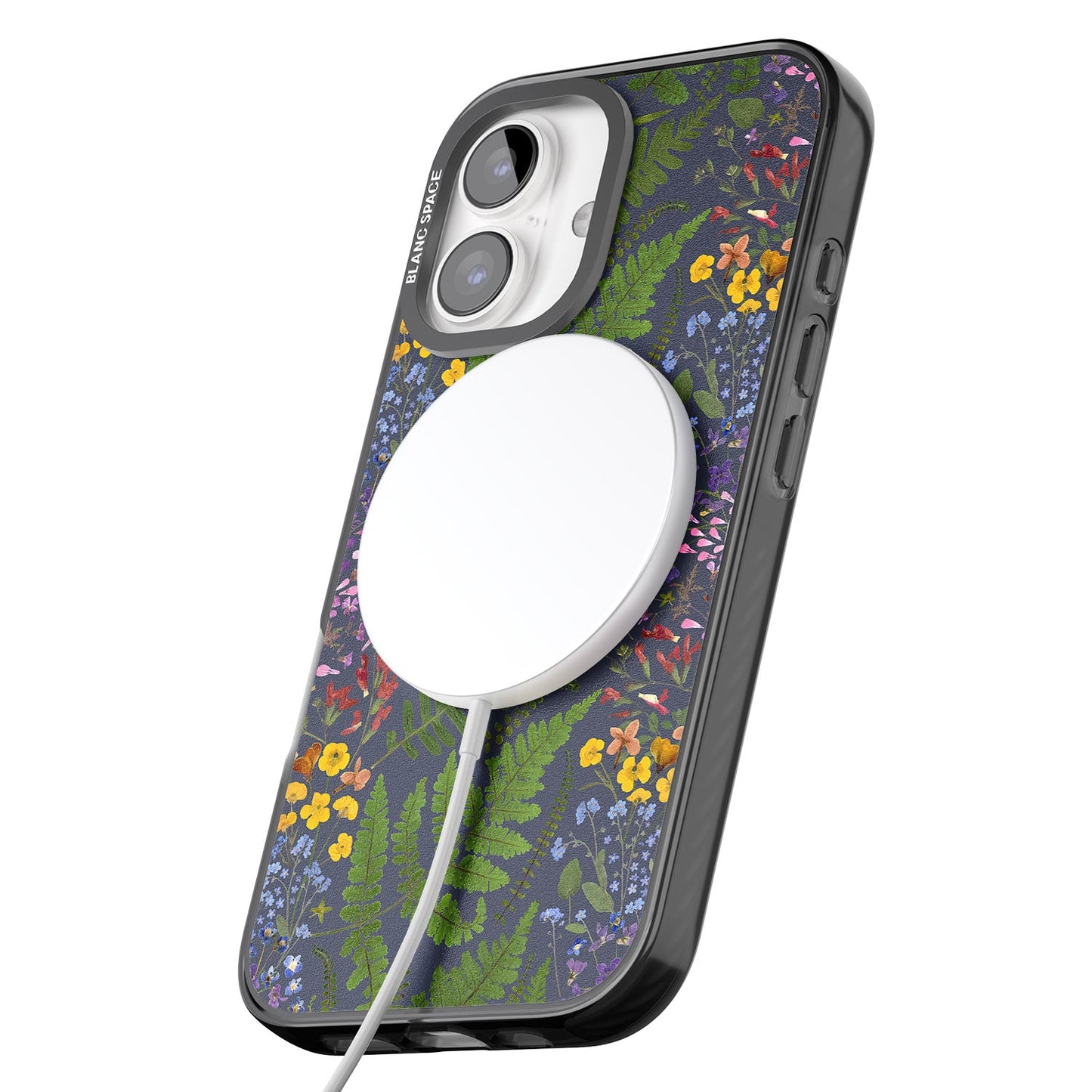 Busy Floral And Fern Design Navy