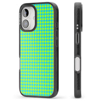 Neon Lime & Turquoise Houndstooth