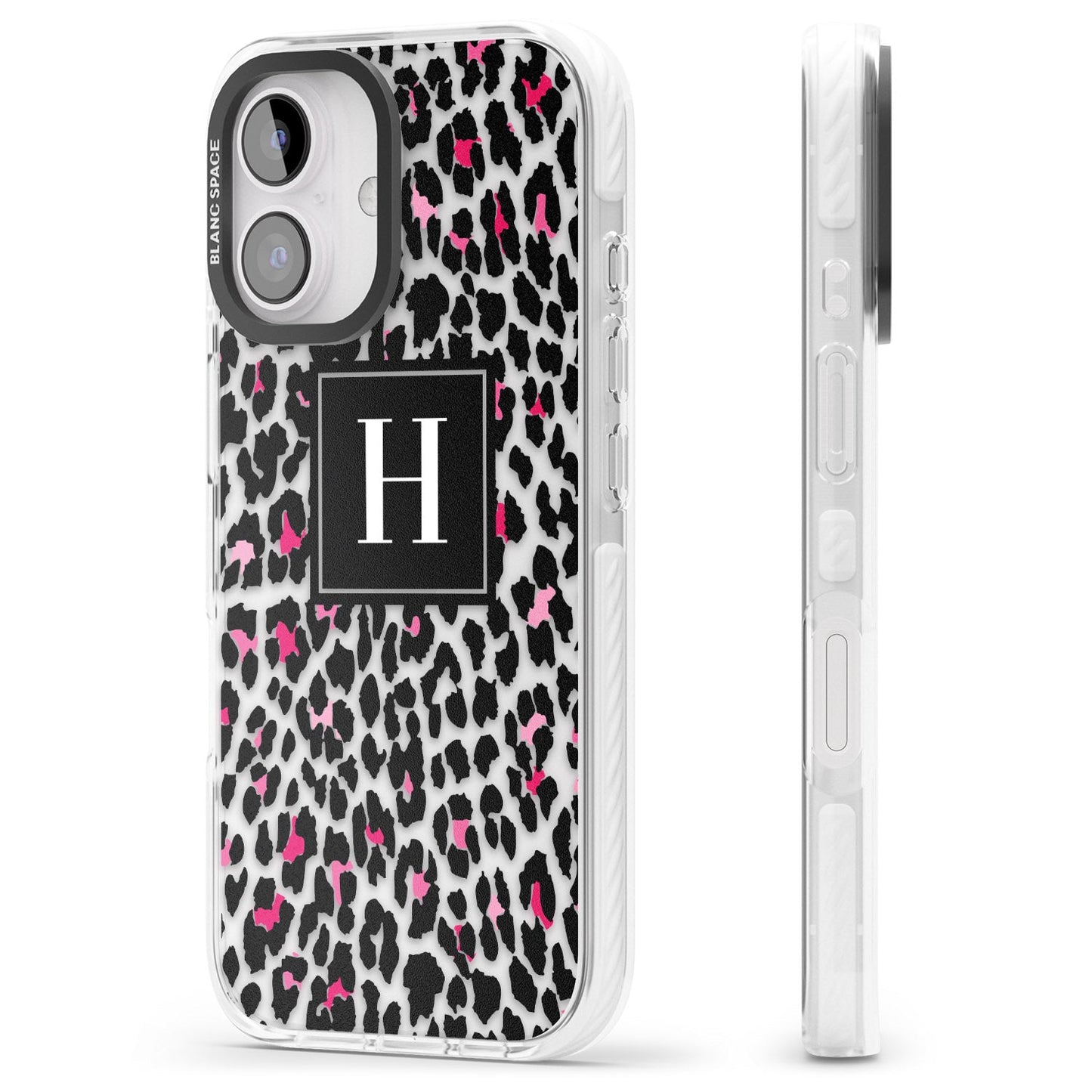 Personalised Clear Pink Leopard Monogram