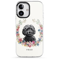 Personalised Black Cockapoo Floral Portrait