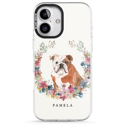 Personalised English Bulldog Floral Portrait