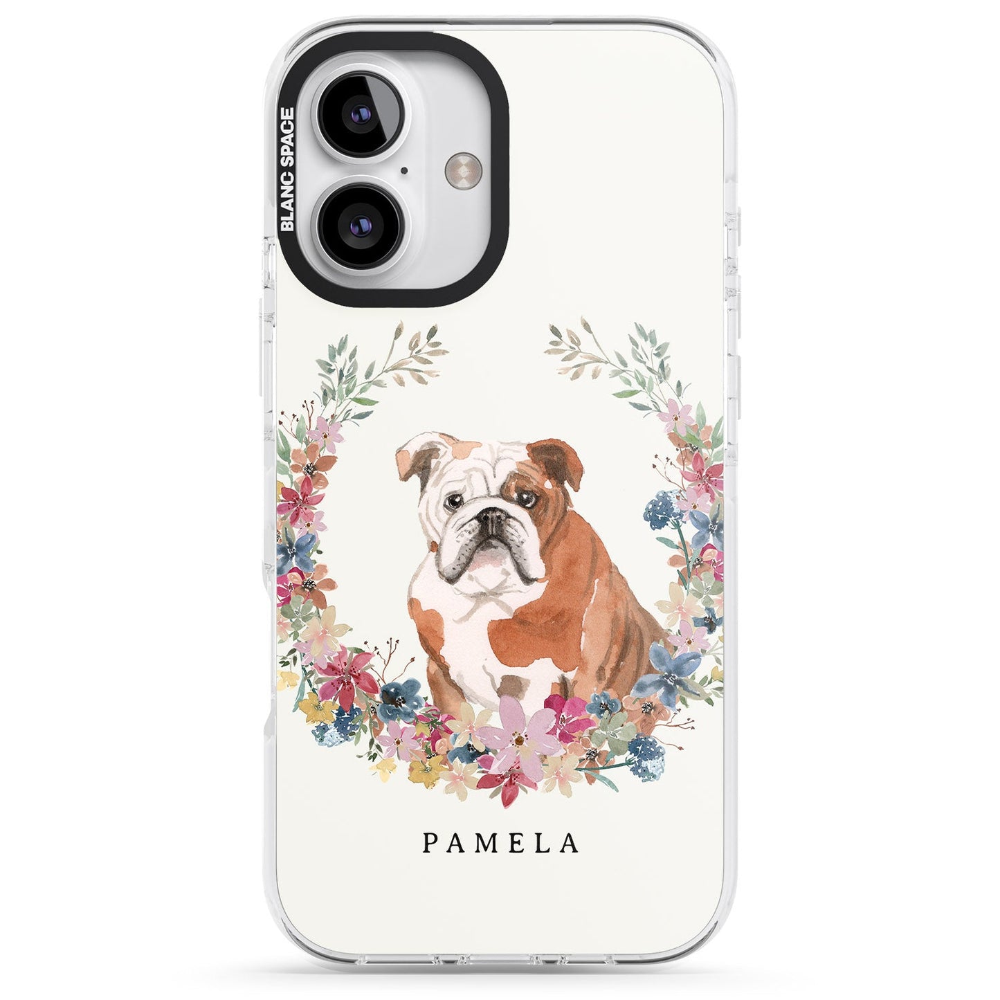 Personalised English Bulldog Floral Portrait