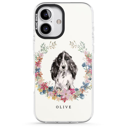 Personalisiertes Blumenporträt eines schwarzen Cocker Spaniels