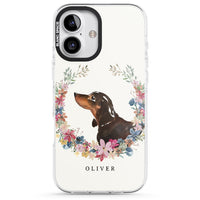 Personalised Black & Tan Dachshund Floral Portrait