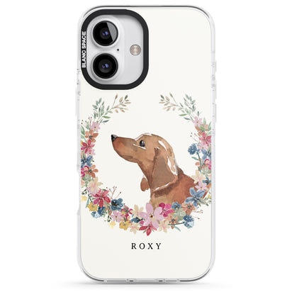 Personalised Tan Dachshund Floral Portrait