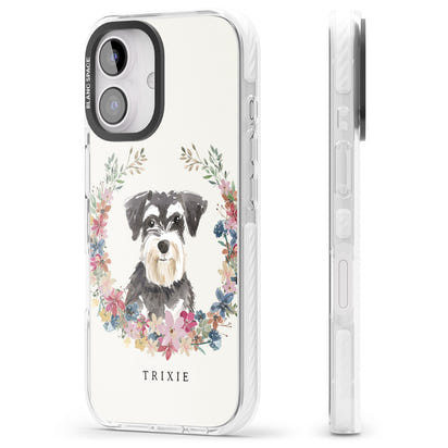 Personalised Watercolor Schnauzer Floral Portrait