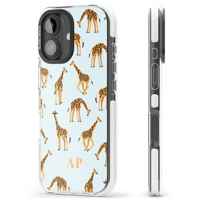 Personalisiertes Safari-Giraffenmuster auf Blau