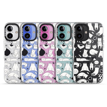 Cartoon Cat Collage Black & White