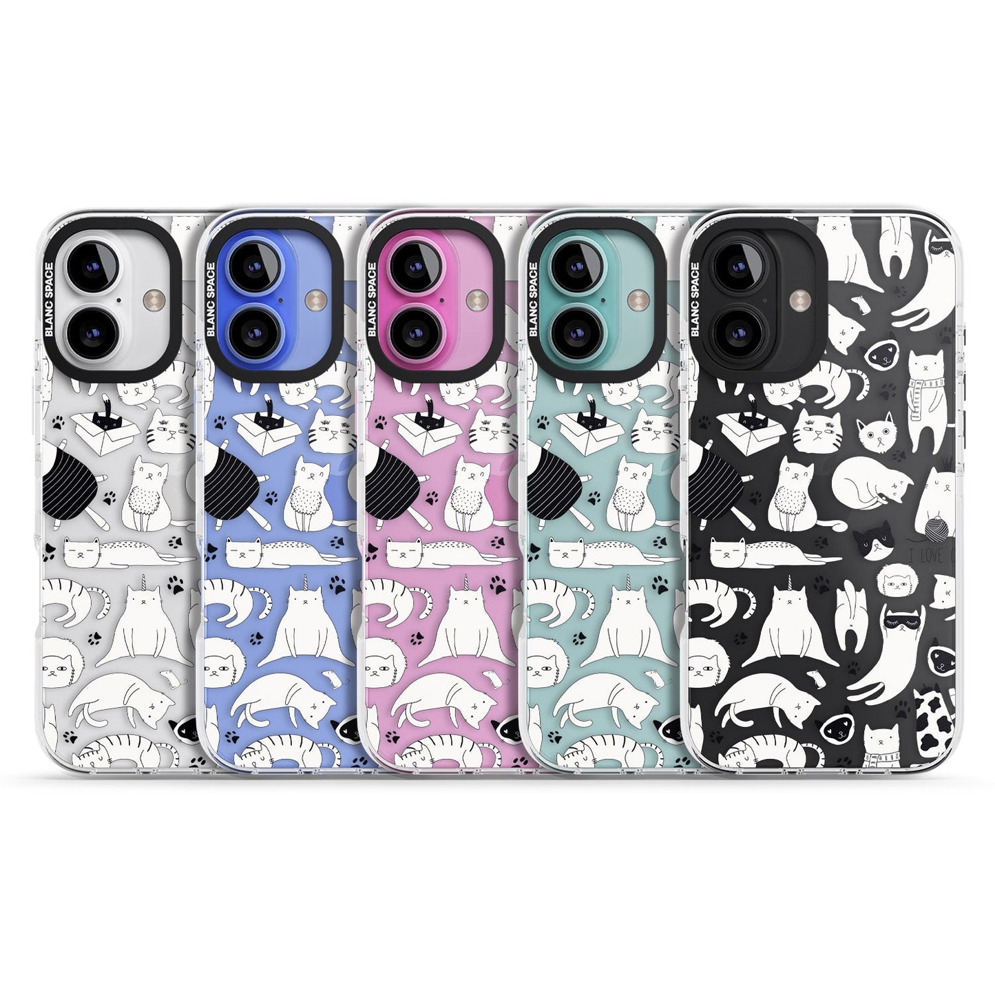 Cartoon Cat Collage Black & White