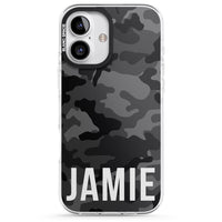 Personalisierter Name im schwarzen Camouflage-Muster (horizontal)