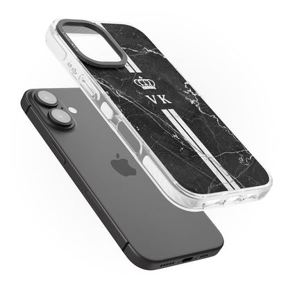 Personalised Black Marble Stripe Initials