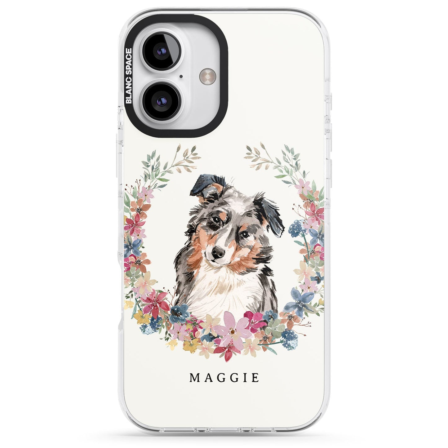 Personalised Australian Shepherd Floral Portrait