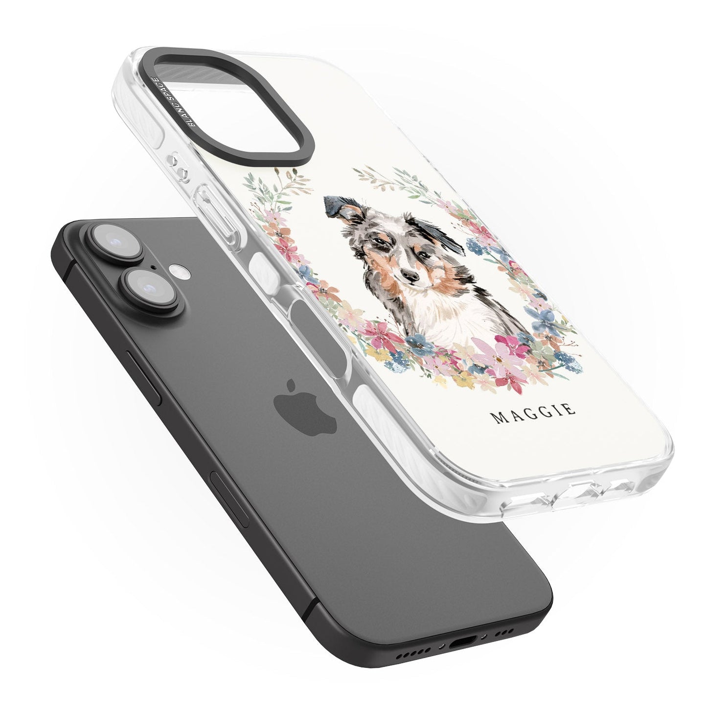 Personalised Australian Shepherd Floral Portrait