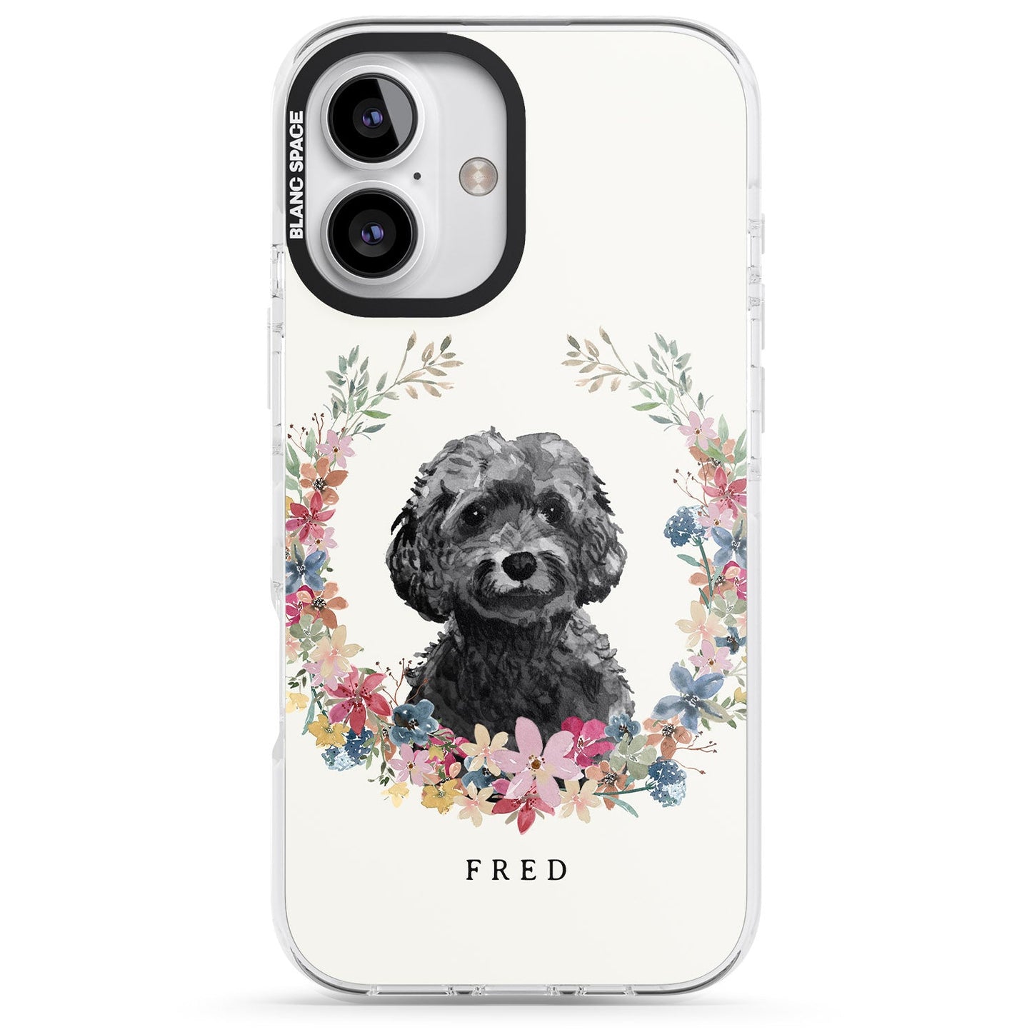 Personalised Black Cockapoo Floral Portrait